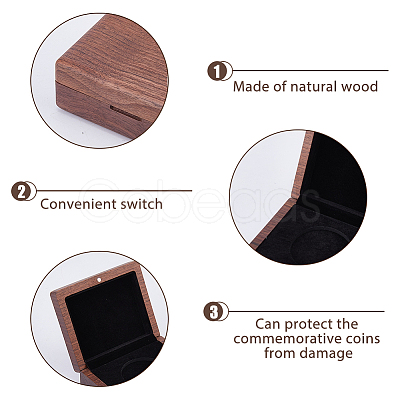 1Pc Rectangle Wood Commemorative Coin Magnetic Boxes CON-DC0001-26-1