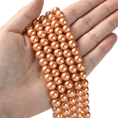 Eco-Friendly Dyed Glass Pearl Round Beads Strands HY-A002-8mm-RB057-1