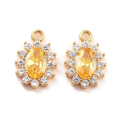Real 18K Gold Plated Brass Micro Pave Cubic Zirconia Charms ZIRC-Z023-04A-NR-1