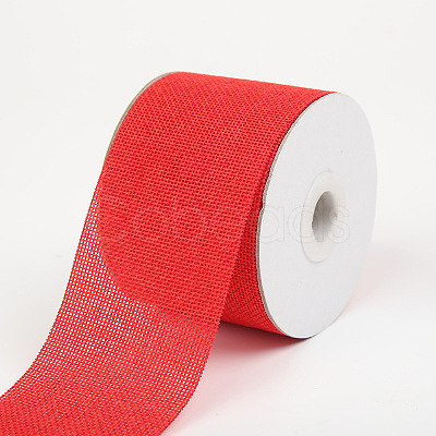 Polyester Imitation Burlap Ribbon OCOR-WH0032-21A-1