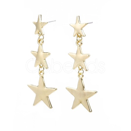 Triple Star Long Dangle Stud Earrings EJEW-N100-002-NR-1