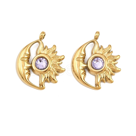 304 Stainless Steel Rhinestone Pendants STAS-Z166-24G-06-1
