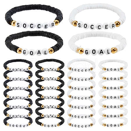 16Pcs 4 Style Acrylic & Handmade Polymer Clay Bead Bracelets BJEW-MA00002-1