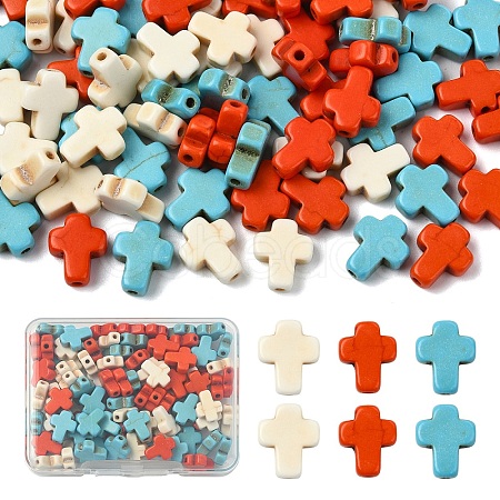 90Pcs 3 Colors Synthetic Turquoise Beads TURQ-YW0001-07-1