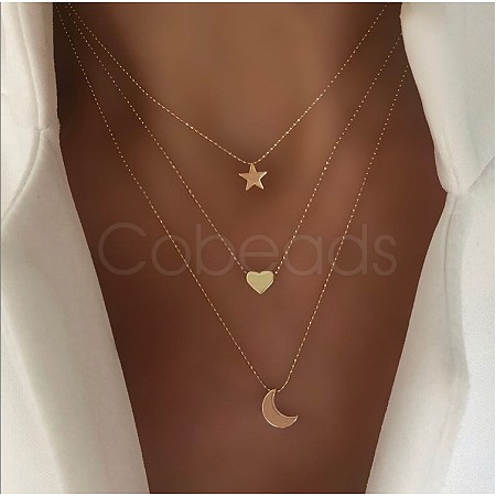 Alloy 3 Layer Necklaces for Women WG9523E-04-1