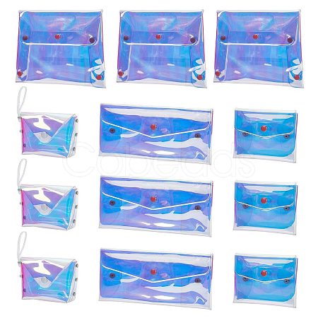 12Pcs 4 Style Laser Iridescent PVC Small Wallets AJEW-CP0005-51-1