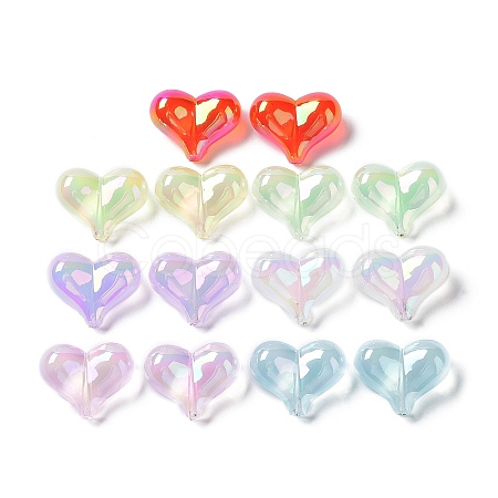 UV Plating Rainbow Iridescent Transparent Acrylic Beads X-MACR-D082-08-1