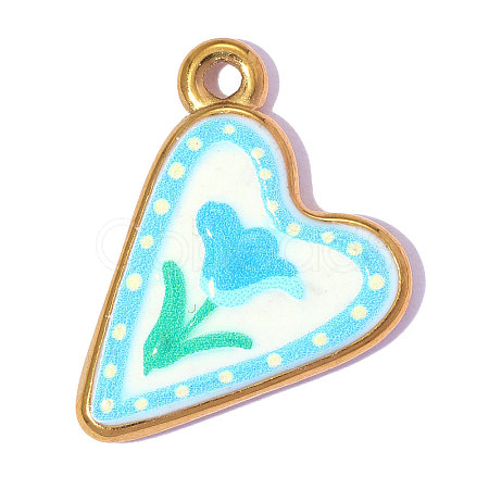 Printed 304 Stainless Steel with Enamel Pendants SA-OY002-67G-02-1