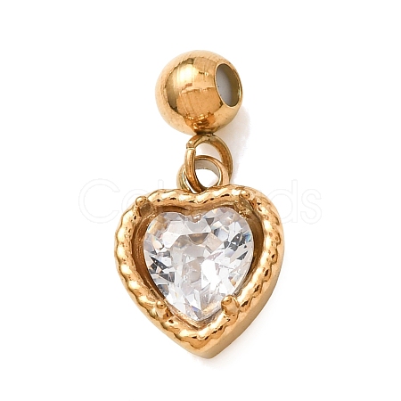 304 Stainless Steel Pave Clear Cubic Zirconia Pendants CU-CBAB6EC-07G-03-1