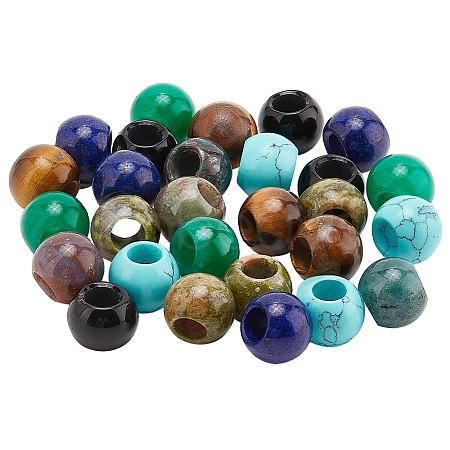 28Pcs 7 Styles Mixed Gemstone European Beads G-PH0002-37-1