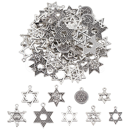 72Pcs 9 Styles Tibetan Style Alloy Pendants FIND-SC0008-45-1