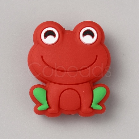 Frog Food Grade Eco-Friendly Silicone Focal Beads SIL-WH0006-29A-1