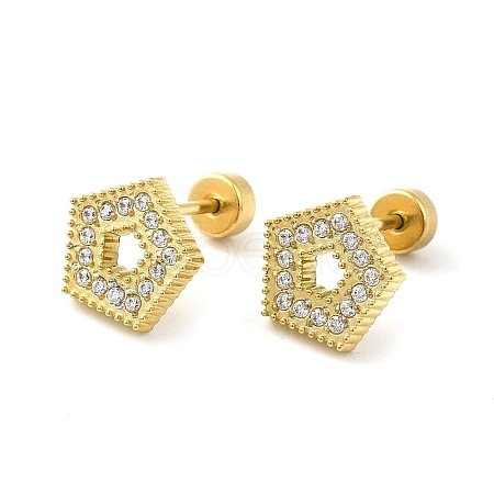 304 Stainless Steel Stud Earrings with Rhinestone EJEW-G364-12G-1