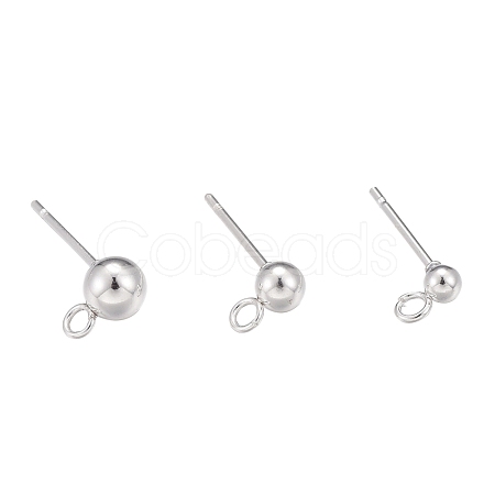 30Pcs 3 Size 304 Stainless Steel Ball Stud Earring Post STAS-LS0001-06S-1
