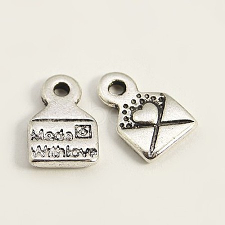 Tibetan Style Alloy Envelope Carved Heart and Word Made with Love Charms for Gift Making X-LF0643Y-1