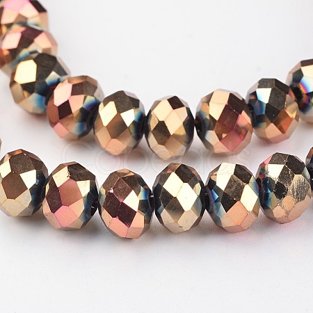 Electroplate Glass Beads Strands EGLA-P018-8mm-F02-1