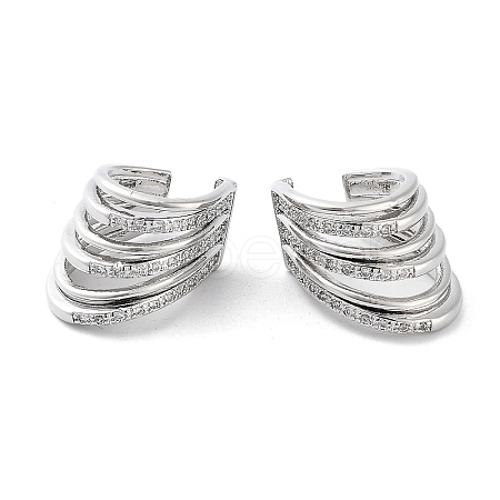 Brass Micro Pave Cubic Zirconia Cuff Earrings EJEW-D088-10P-1