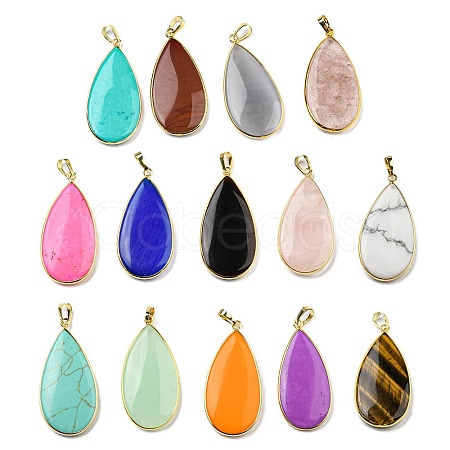 Mixed Gemstone & Glass & Cat Eye Pendants G-Q1002-04G-1