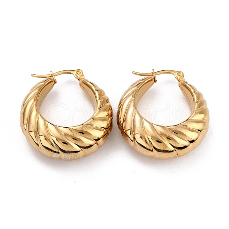 Ion Plating(IP) 304 Stainless Steel Hoop Earrings LS-EJEW-O096-35G-1
