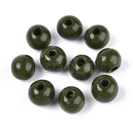 Spray Painted Round Natural Schima Wood Beads WOOD-A018-8mm-14-1