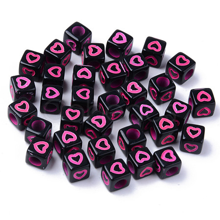Opaque Black Acrylic European Beads MACR-S273-51D-02-1