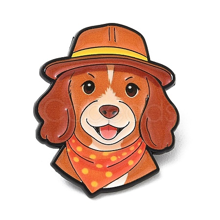 Cocker Spaniel in Explorer Hat  Alloy Enamel Pins LS-AL-CBA6DDE-03D-1