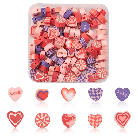 100Pcs 5 Style Handmade Polymer Clay Beads CLAY-FS0001-34-1
