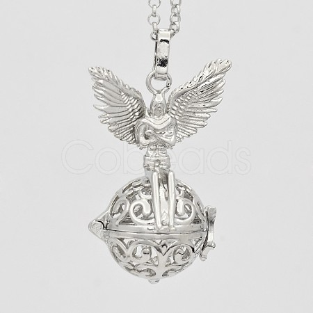 Brass Hollow Cage Pendants KK-D414-05-NR-1