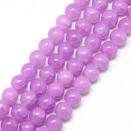 Baking Paint Crackle Glass Beads Strands X-DGLA-Q023-8mm-YS11-1