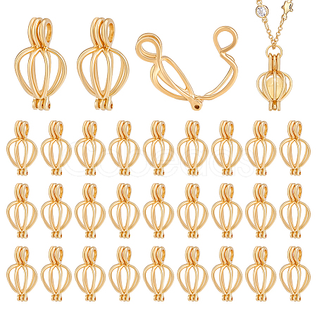 30Pcs Hollow Out Alloy Bead Cage Pendants KK-PH0014-14G-1