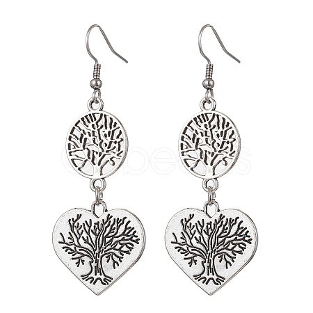 Tree of Life Alloy Dangle Earrings EJEW-JE05527-1