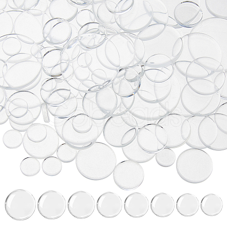 200Pcs 8 Styles Transparent Glass Cabochons GLAA-FH0001-88-1