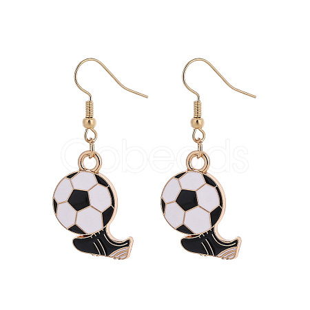 Alloy Enamel Football Dangle Earrings for Women WG983A9-02-1