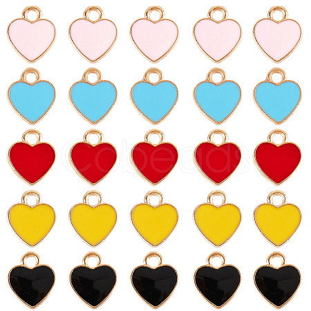 100Pcs 5 Colors Alloy Enamel Charms ENAM-SC0005-32-1
