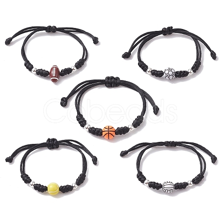 Adjustable Nylon Thread Braided Bead Bracelets Sets BJEW-JB10079-1