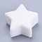 Food Grade Eco-Friendly Silicone Beads, Chewing Beads For Teethers, DIY Nursing Necklaces Making, Star, White, 14x13.5x8mm, Hole: 2mm