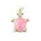 Rack Plating Brass Micro Pave Cubic Zirconia Pendants, with Enamel & Jump Ring, Cadmium Free & Lead Free, Long-Lasting Plated, Real 18K Gold Plated, Sea Turtle Charm, Pink, 22.5x17x3mm, Hole: 3.2mm