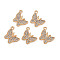 Alloy Pendants, with Crystal Rhinestone, Cadmium Free & Lead Free, Butterfly, Light Gold, 19.5x16.5x2.5mm, Hole: 1.6mm