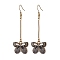 Alloy Enamel Butterfly Dangle Earrings, Gray, 67x22mm