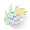 Colorful Ocean Theme Enamel Pin, Light Gold Alloy Badge for Backpack Clothes, Fish Pattern, 28x27x1.8mm, Pin: 1mm