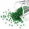 12/0 Grade A Round Glass Seed Beads, Transparent Frosted Style, Green, 2x1.5mm, Hole: 0.8mm, 30000pcs/bag