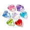 Transparent Acrylic European Beads, Large Hole Bead, Faceted Heart, Mixed Color, 22x23x12.5mm, Hole: 4.5mm