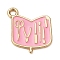 Alloy Pendants, with Enamel, Golden, Manicure Set Shape Charm, Pink, 20x17x1mm, Hole: 1.8mm