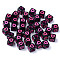 Opaque Black Acrylic European Beads, Large Hole Beads, Cube with Heart, Hot Pink, 7x7x7mm, Hole: 4mm, about 1900~2000pcs/500g