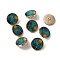 Alloy Enamel Shank Buttons, Flat Round with Tree, Light Gold, Teal, 18x7~8mm, Hole: 2mm