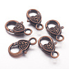Tibetan Style Heart Lobster Claw Clasps X-K08Y0061-1