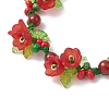 Flower Acrylic & MIYUKI Seed Beads & Natural Carnelian Bracelets BJEW-MZ00221-01-3