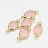 Oval Faceted Golden Brass Glass Links connectors GLAA-O014-25G-1