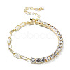 Brass Micro Pave Cubic Zirconia Strass & Paperclip Chain Bracelets BJEW-C052-04G-01-1