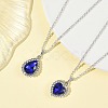 2Pcs 2 Styles Alloy Glass Teardrop Heart Pendant 304 Stainless Steel Rolo Chain Necklaces for Women NJEW-JN06499-1